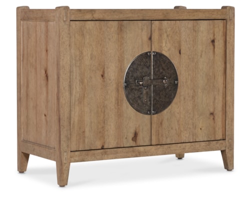 Rustic 2-Door Nightstand with Metal Backplate