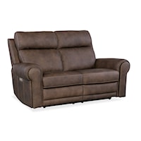 Traditional Power Loveseat with Power Headrest and Lumber