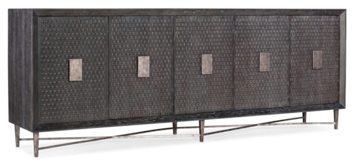 Transitional Five-Door TV Stand with Adjustable Shelving