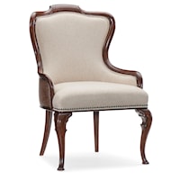 Traditional Upholstered Dining Arm Chair with Nailhead Trim