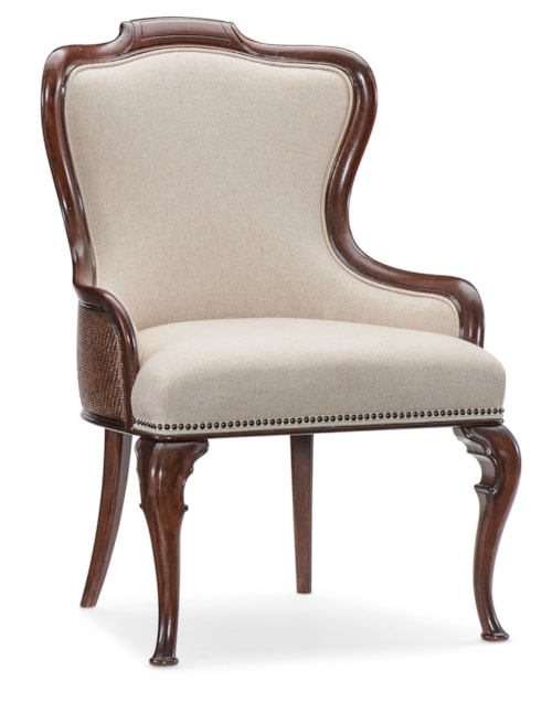 Traditional Upholstered Dining Arm Chair with Nailhead Trim