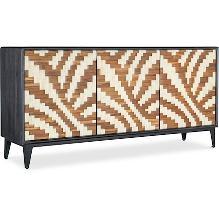 Casual 3-Door Entwined Credenza with Adjustable Shelves