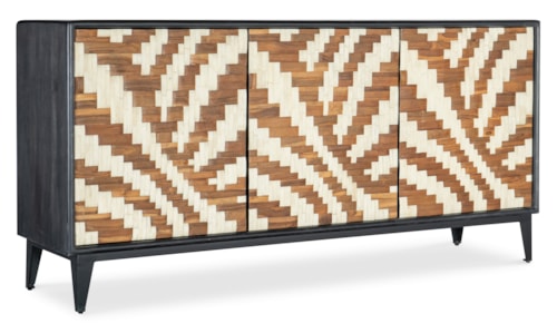 Casual 3-Door Entwined Credenza with Adjustable Shelves