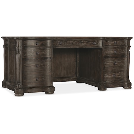 Traditional Executive Desk with 2 Locking File Drawers