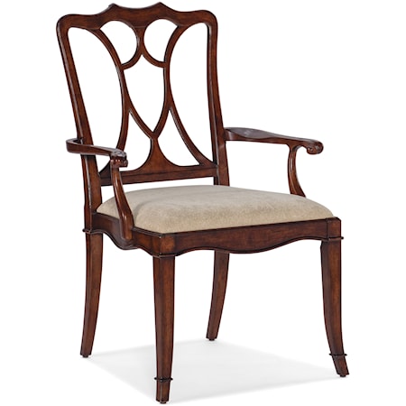 Traditional Arm Chair with Upholstered Seat