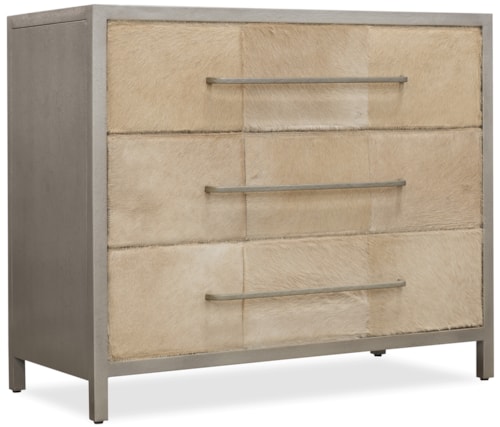 Transitional Bedroom Chest with Hair-on-Hide Drawers
