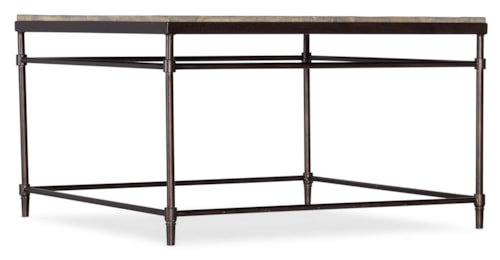 Transitional Square Wood and Metal Cocktail Table