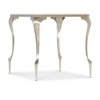 Transitional Rectangular Stone Top End Table with Metal Legs