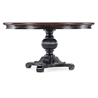 Traditional Round Pedestal Dining Table with 20" Leaf