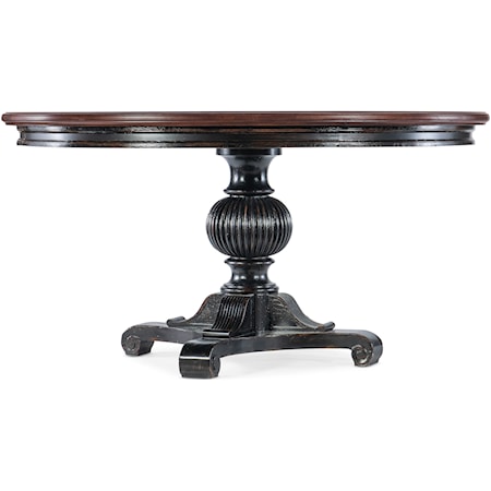 Traditional Round Pedestal Dining Table with 20" Leaf