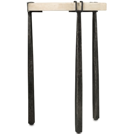 Round Stone-Top Metal Spot Table