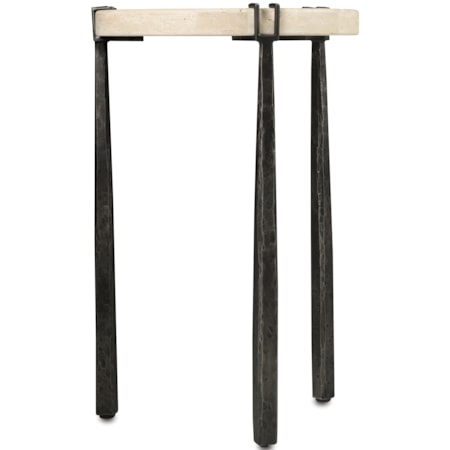 Round Stone-Top Metal Spot Table