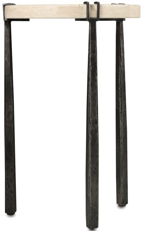 Industrial Round Stone-Top Metal Spot Table