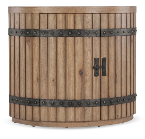 Rustic Demilune Nightstand with Metal Accents