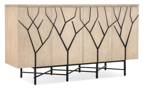 Transitional Entertainment Credenza with Adjustable Shelving