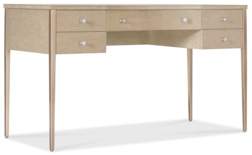 Transitional 5-Drawer Dressing Table with Stone Top
