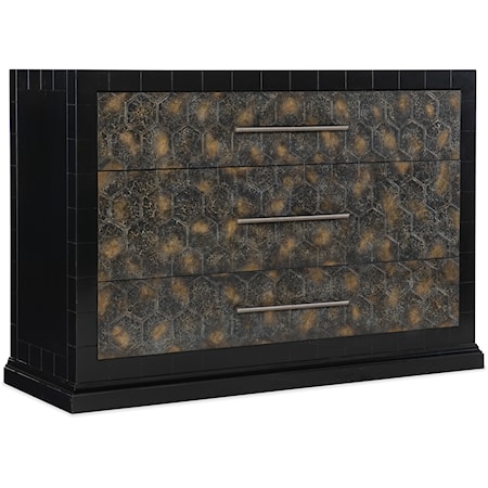 Transitional Three Drawer Chest with Decorative Drawer Fronts
