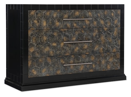 Transitional Three Drawer Chest with Decorative Drawer Fronts