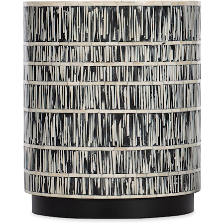 Global Monochrome Bone Inlay Round Accent Table