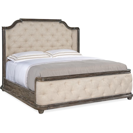Traditional King Upholstered Panel Bed