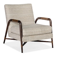 Transitional Lounge Chair with Leather Wrapped Arms