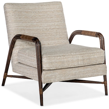 Transitional Lounge Chair with Leather Wrapped Arms