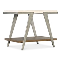 Casual Boomerang Side Table with Lower Display Shelf