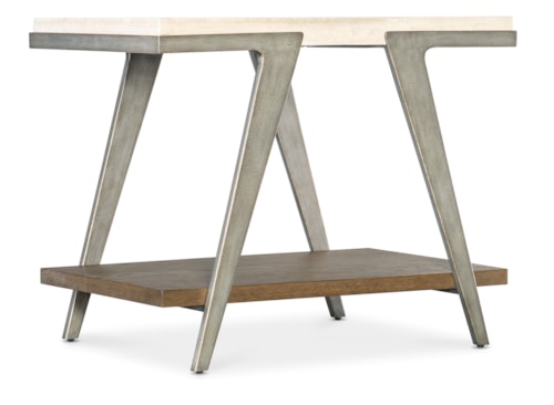 Casual Boomerang Side Table with Lower Display Shelf