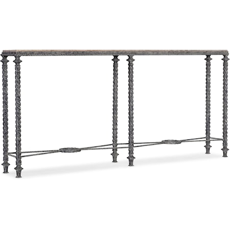 Traditional Narrow Wood and Metal Console Table