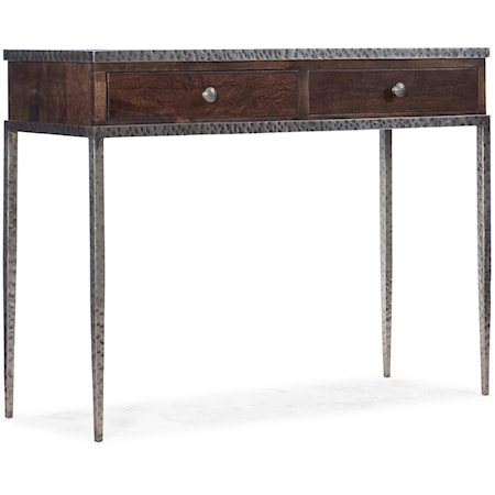 Casual Console with Hammered Wrought Iron Trim and Legs