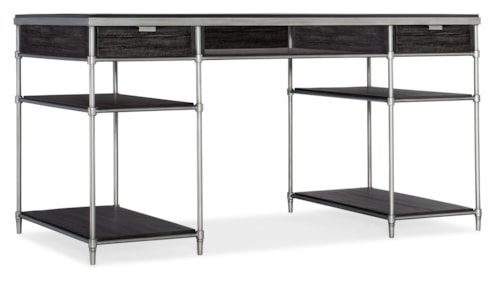 Transitional Wood and Metal Writing Desk