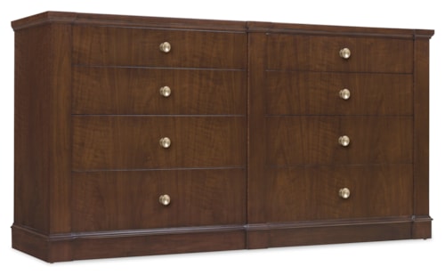 Traditional 8-Drawer Dresser with Cedar-Lined Bottom Drawers and Jewelry Tray