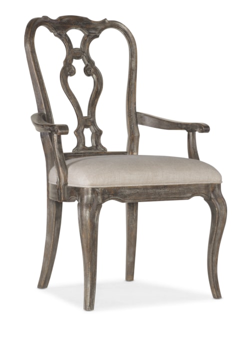 Traditional Wood Splat Back Arm Chair