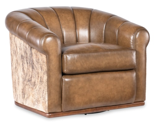 Transitional Barrel Swivel Chair with Channeled Back
