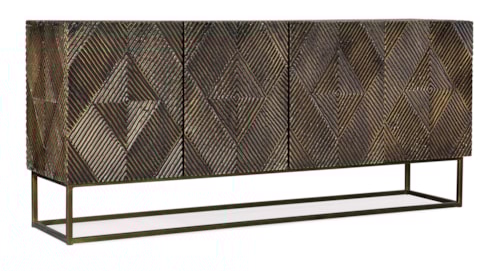 Transitional Four Door TV Stand with Brass Foil