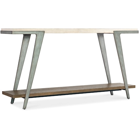 Casual Boomerang Console Table with Open Display Shelf