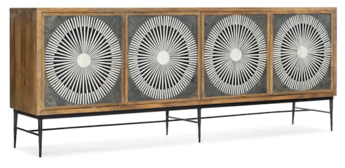 Boho 80 Inch TV Stand with Bone and Slate Inlay