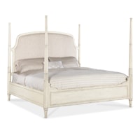 Traditional California King Poster Bed with Upholstered Headboard