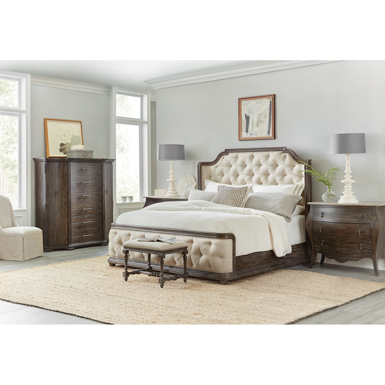 Hooker Furniture Traditions King Upholstered Panel Bed
