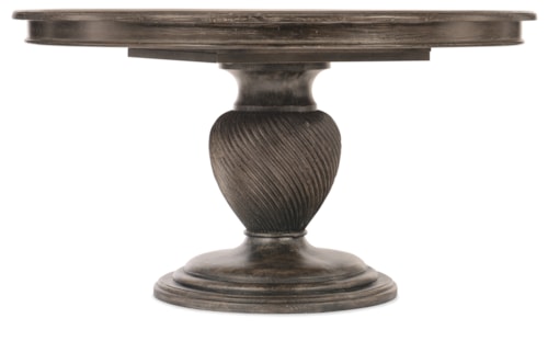 Traditional 54 Inch Round Dining Table with One 20-Inch Leaf