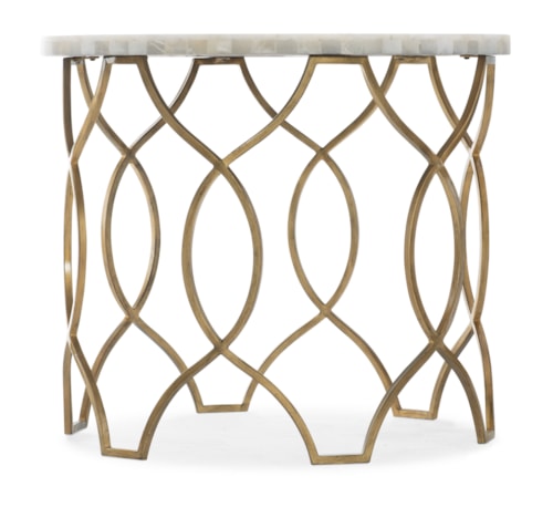 Transitional Round Lamp Table with White Onyx Top