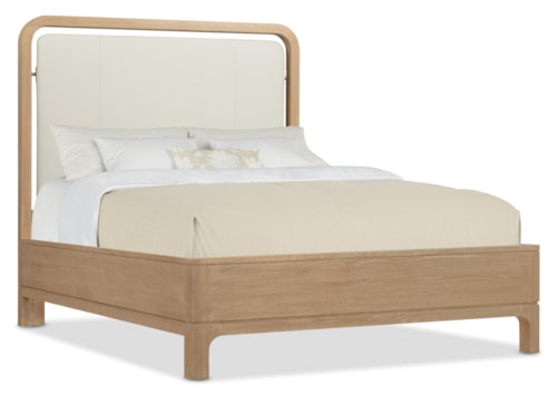 Contemporary Queen Panel Bed with Upholstered Headboard