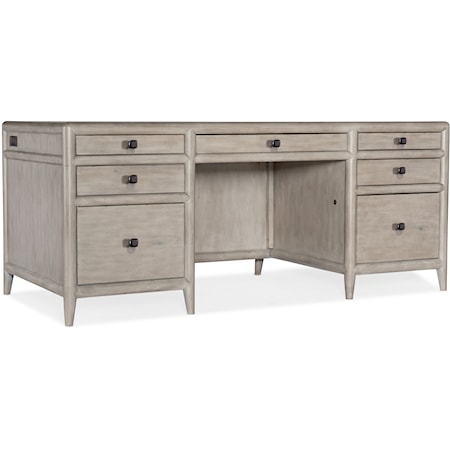 Transitional Desk with Locking File Drawer