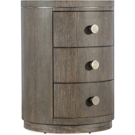 Contemporary 3-Drawer Round Nightstand