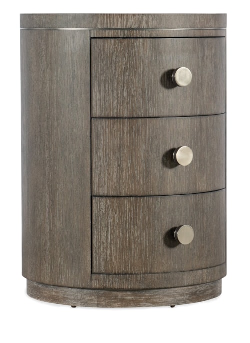 Contemporary 3-Drawer Round Nightstand