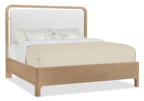 Contemporary King Panel Bed with Upholstered Headboard