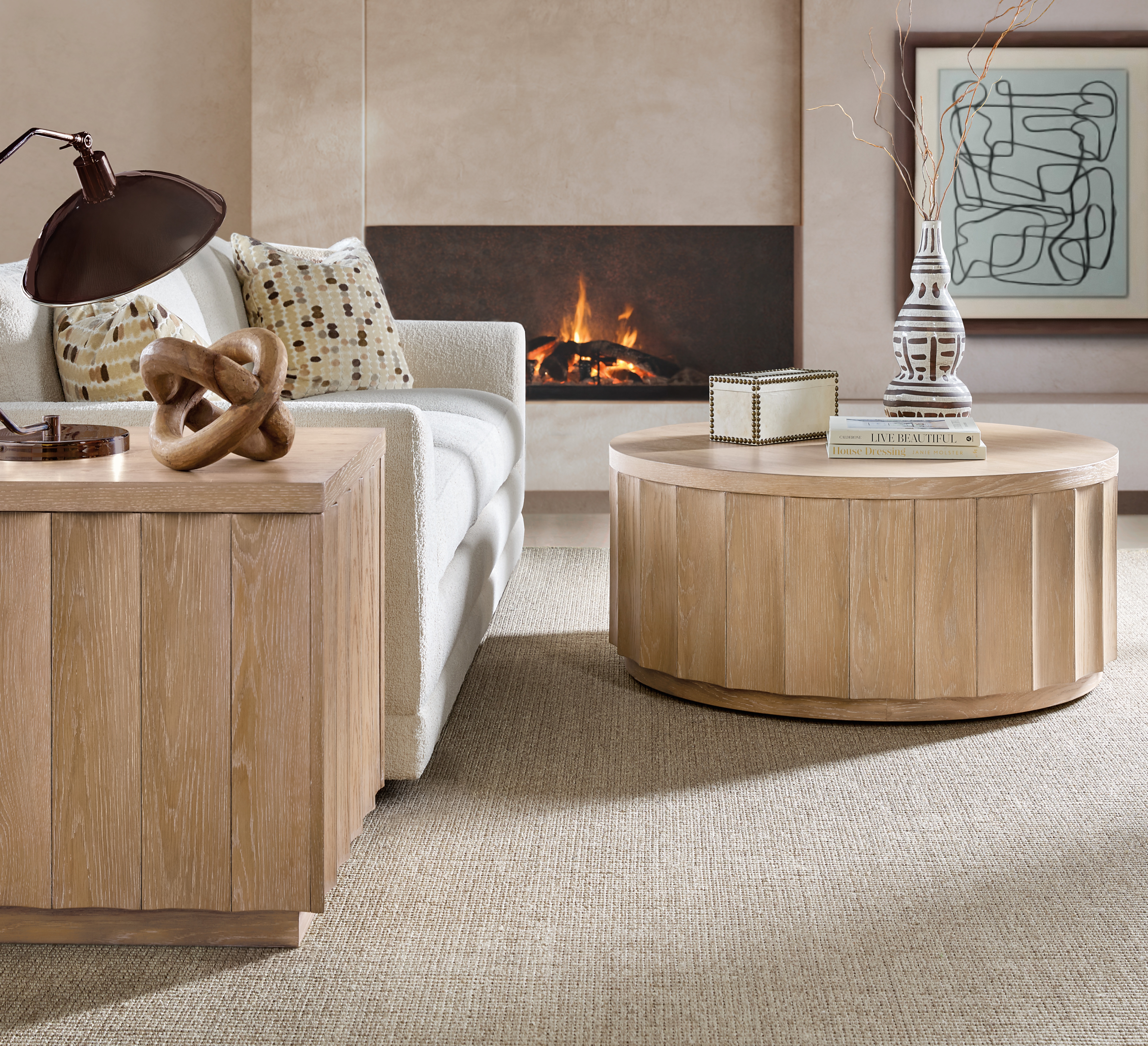 Hooker Furniture Commerce and Market Single-Door Scalloped Oak End Table