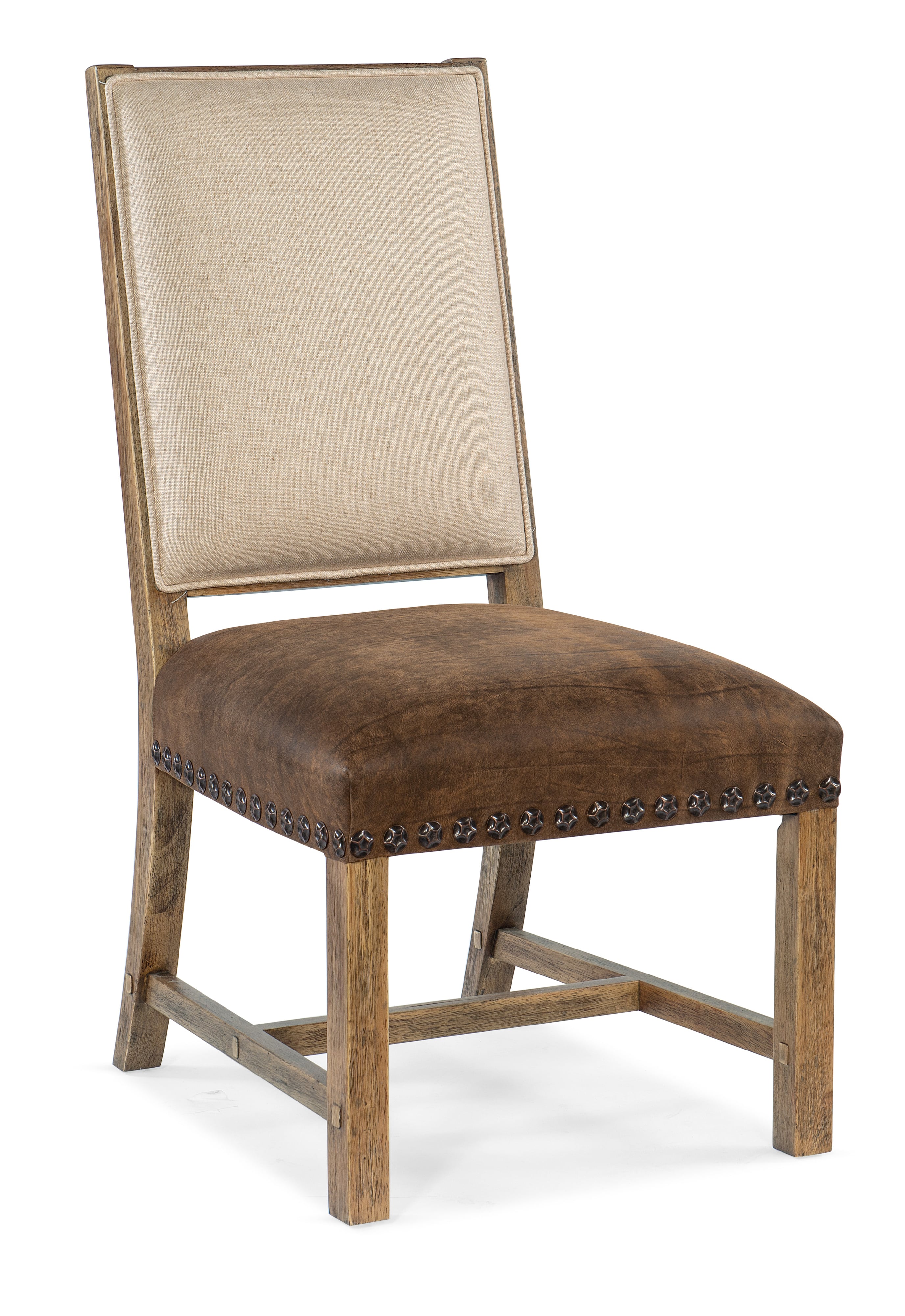 Upholstered Side Chair with Leather Cushion