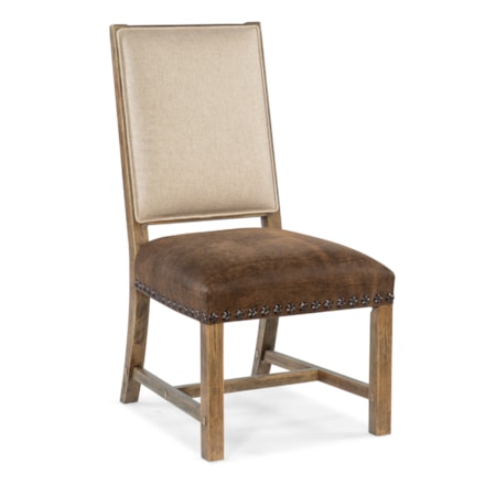 Upholstered Side Chair with Leather Cushion