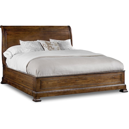 Traditional King Sleigh Bed with Platform Footboard